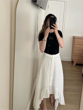 White High-Low Women's Skirt